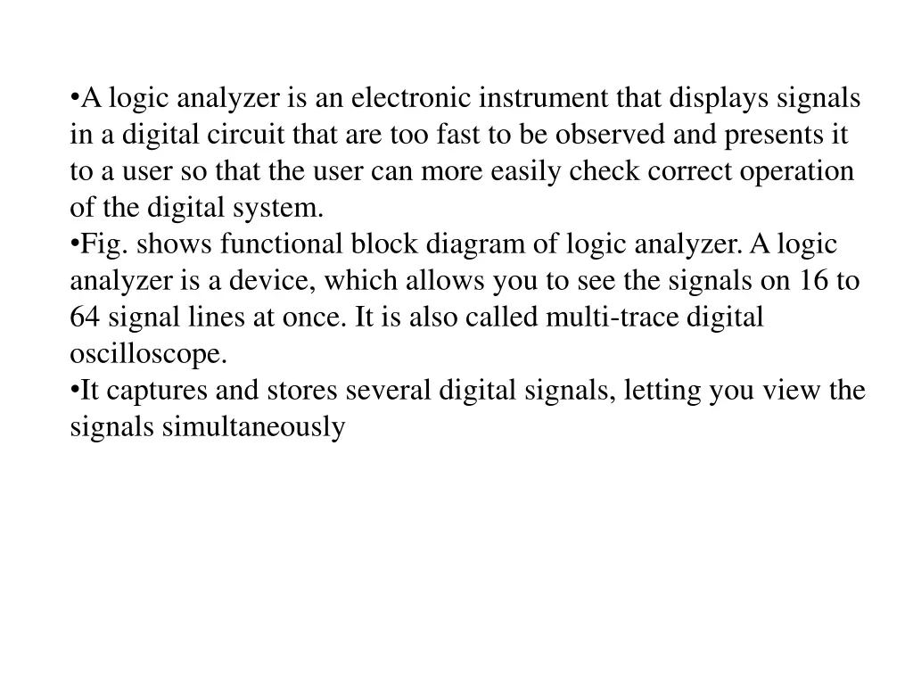 a logic analyzer is an electronic instrument that