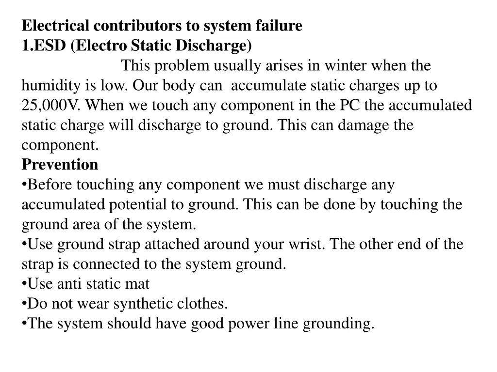 electrical contributors to system failure