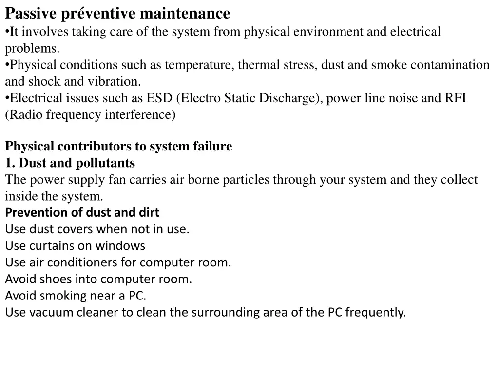 passive pr ventive maintenance it involves taking