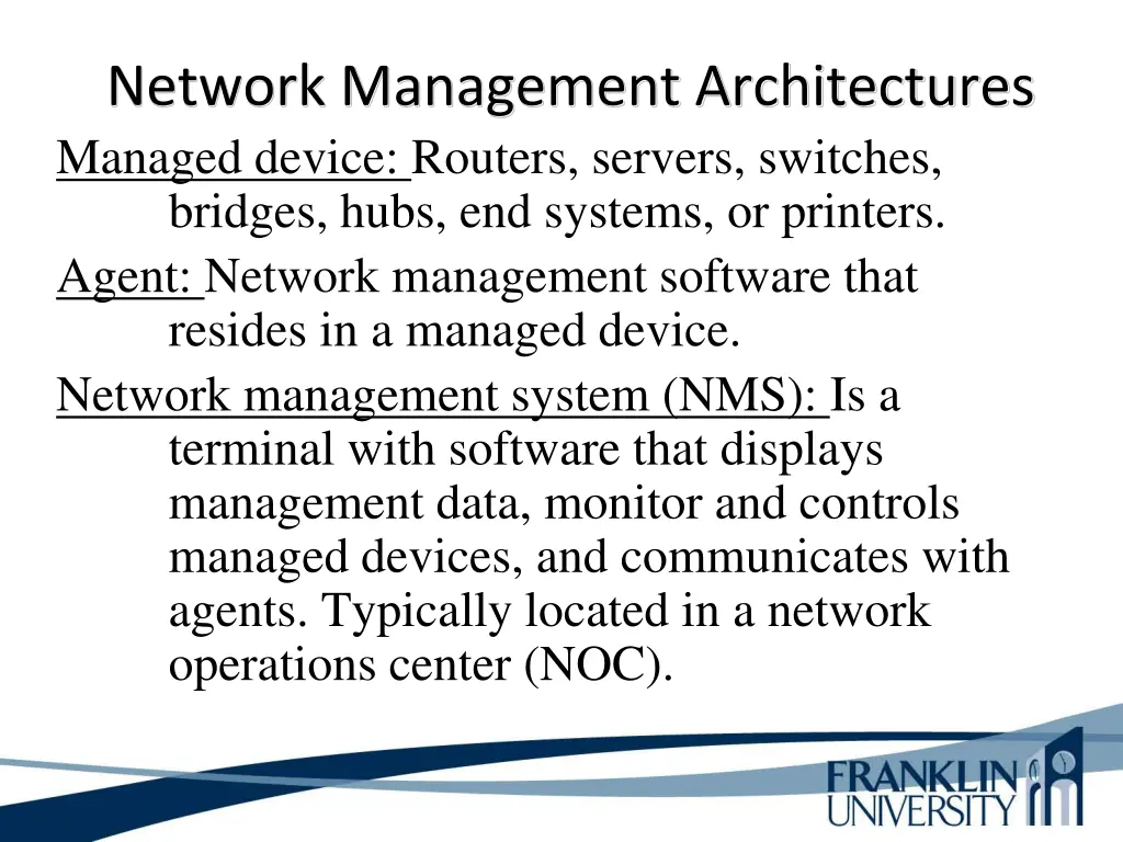 network management architectures managed device