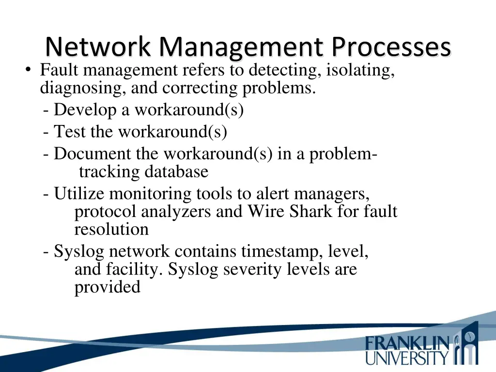 network management processes fault management