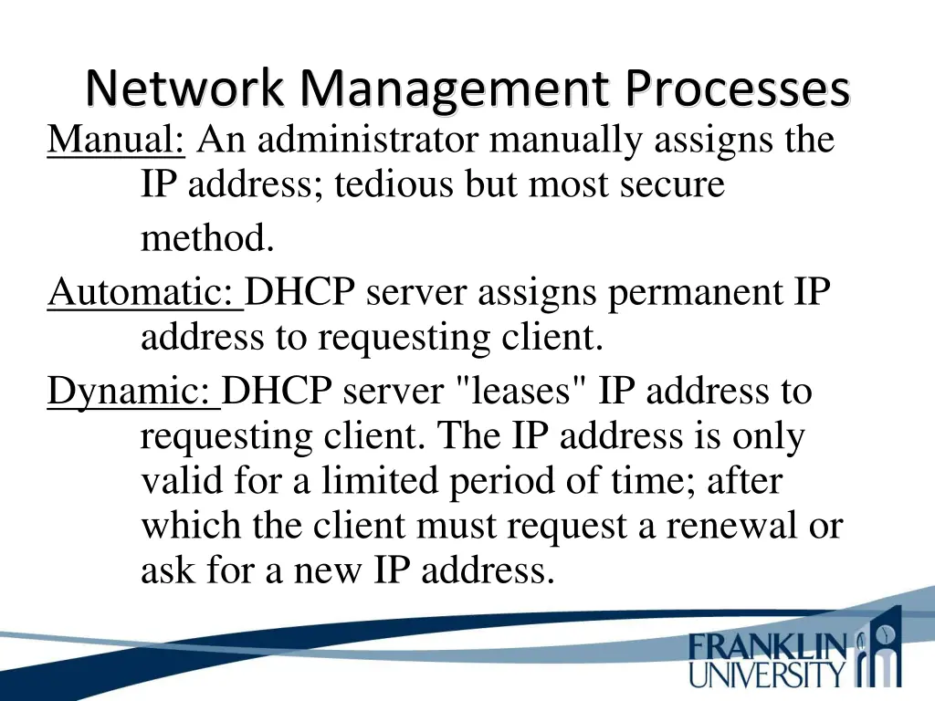 network management processes manual