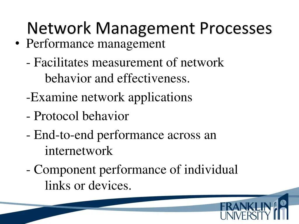 network management processes performance