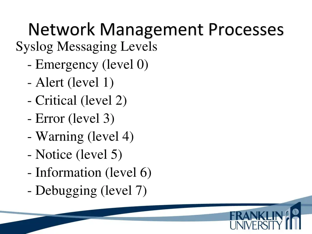 network management processes syslog messaging