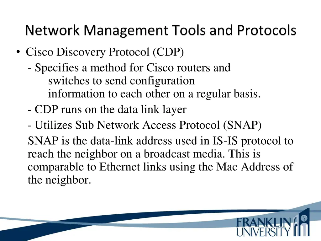 network management tools and protocols cisco