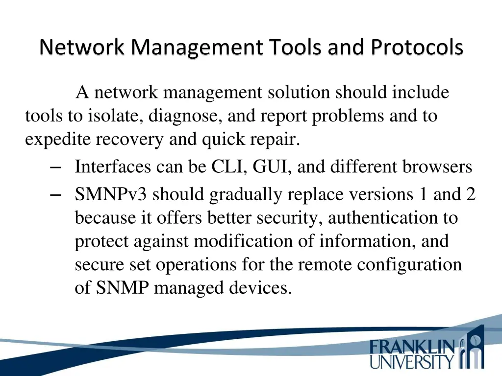 network management tools and protocols