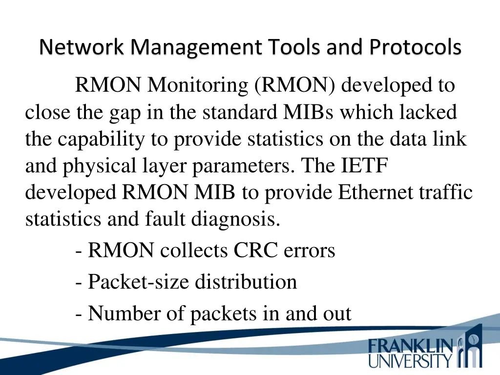 network management tools and protocols rmon