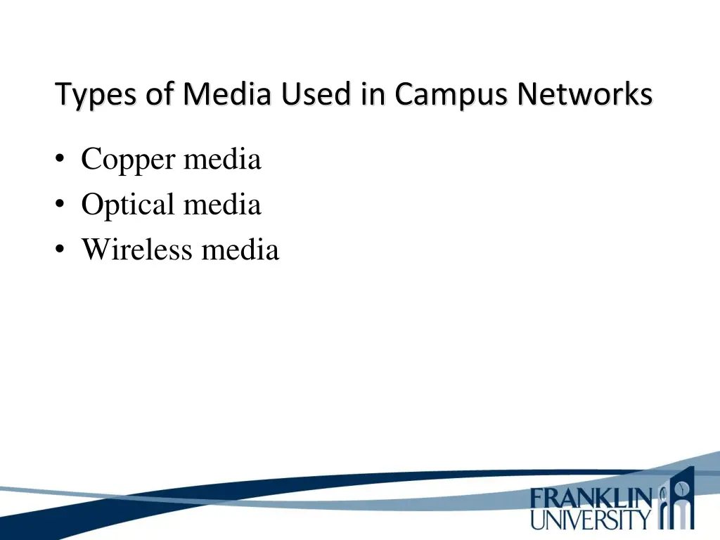 types of media used in campus networks