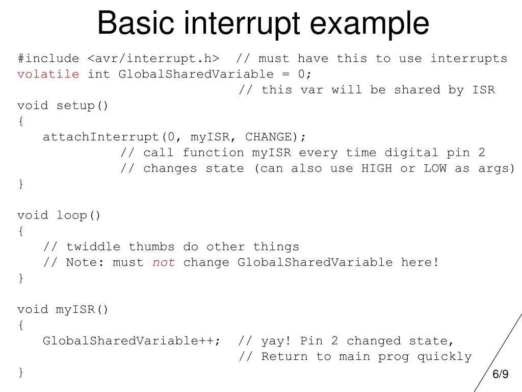 basic interrupt example