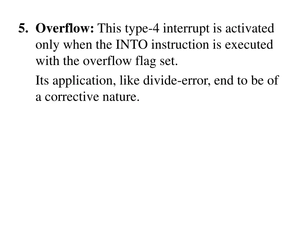 5 overflow this type 4 interrupt is activated