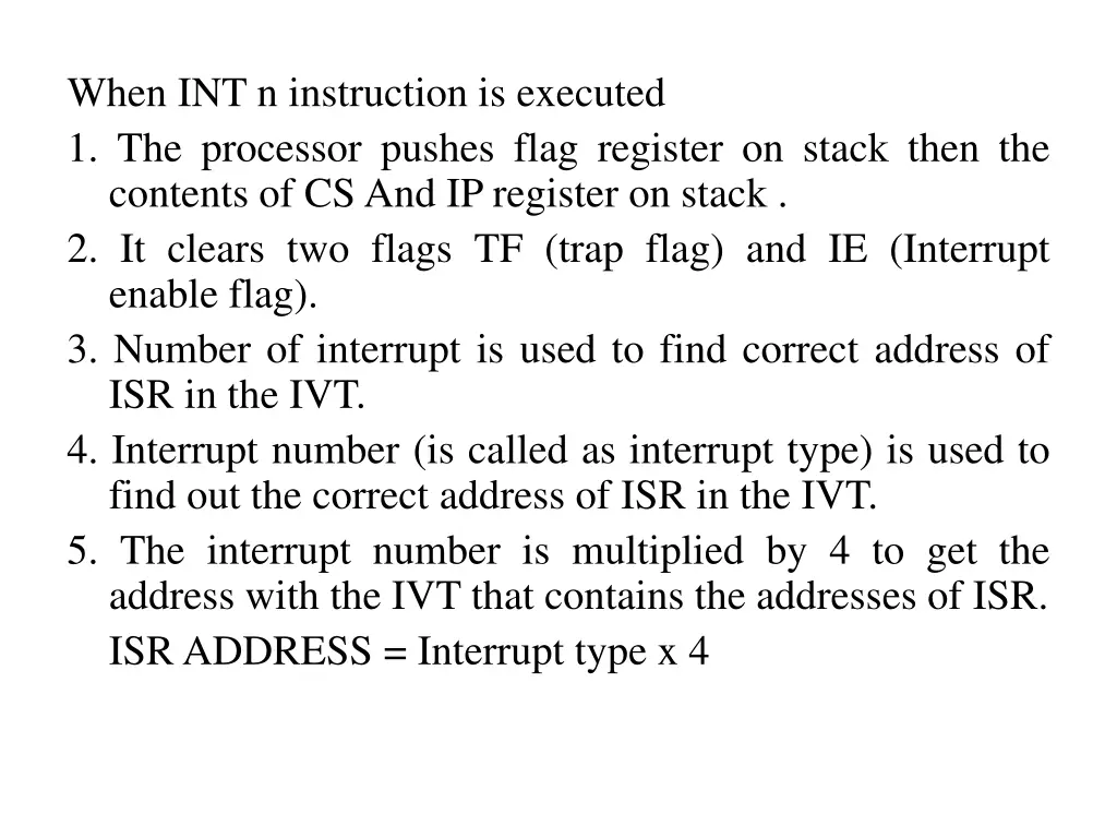 when int n instruction is executed