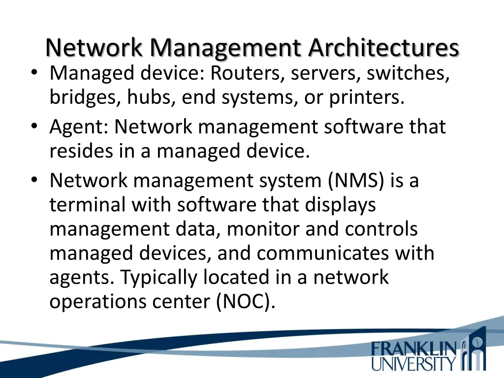 network management architectures managed device