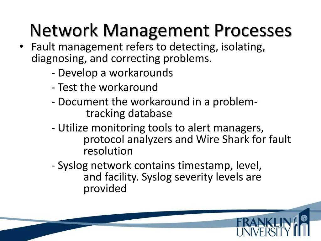 network management processes fault management