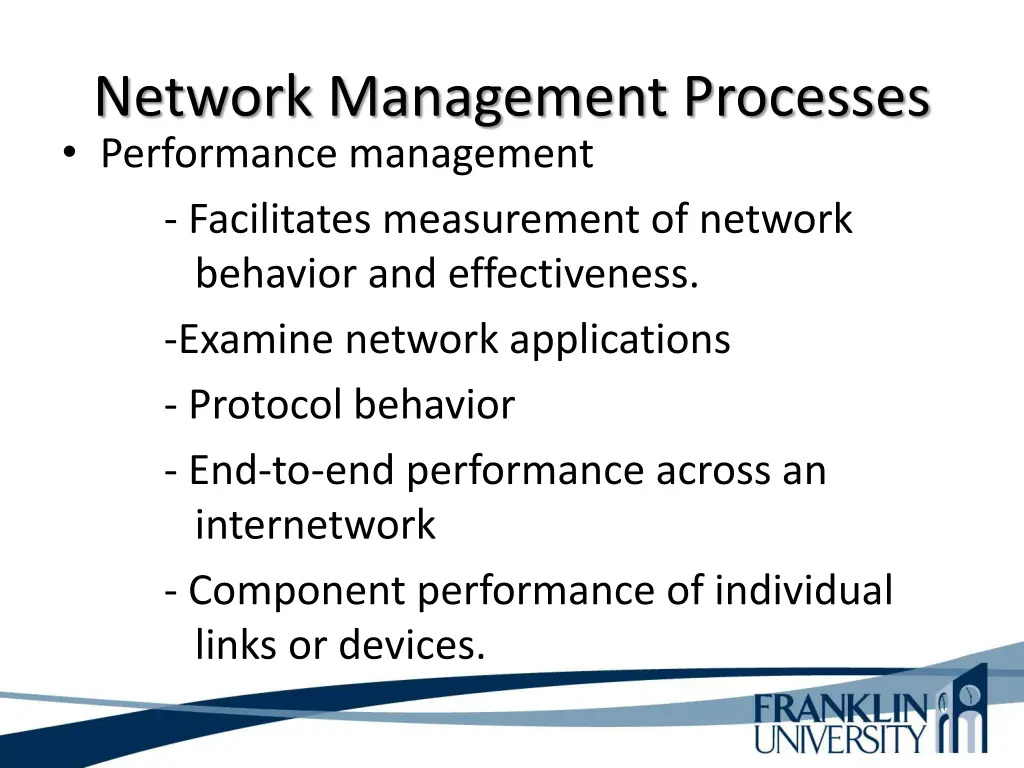 network management processes performance