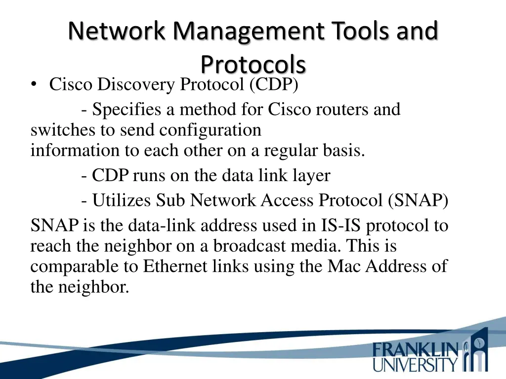 network management tools and protocols cisco