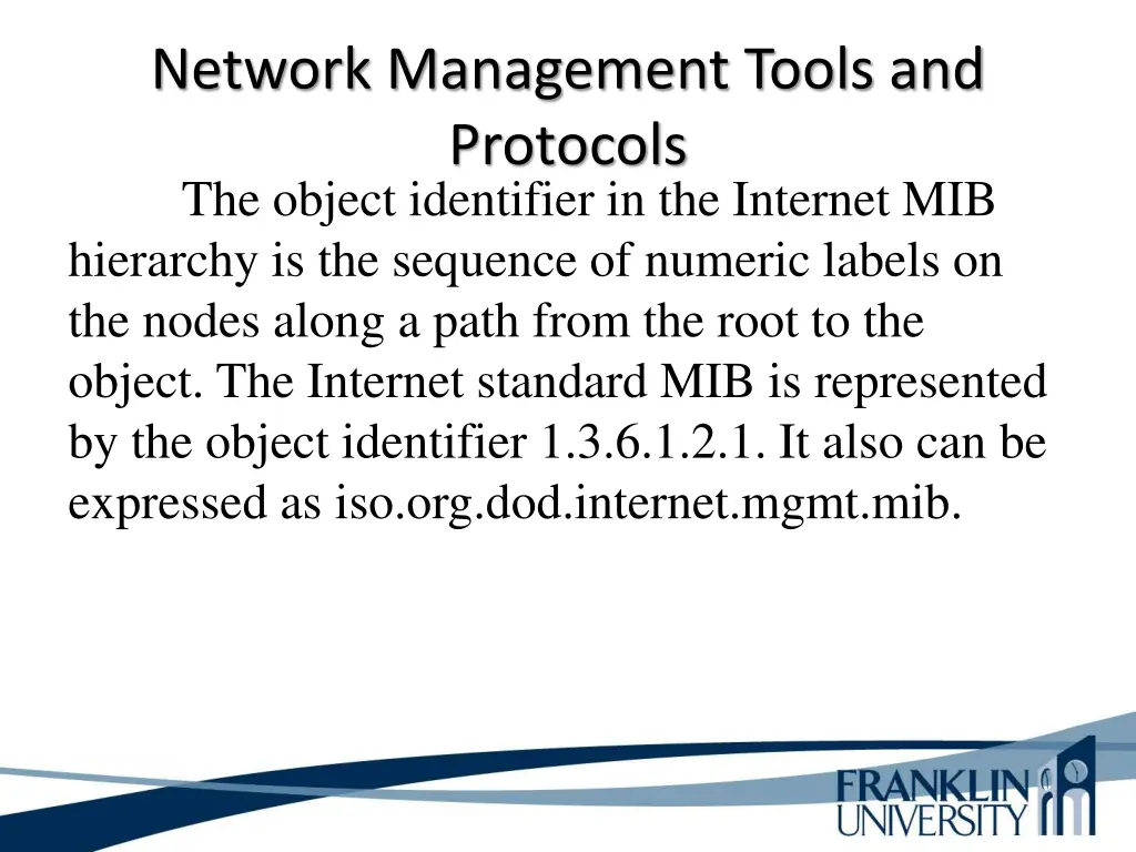 network management tools and protocols the object