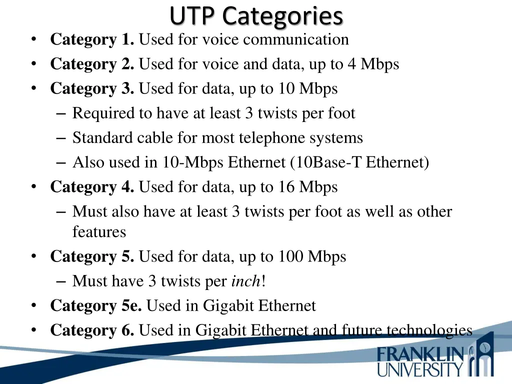 utp categories