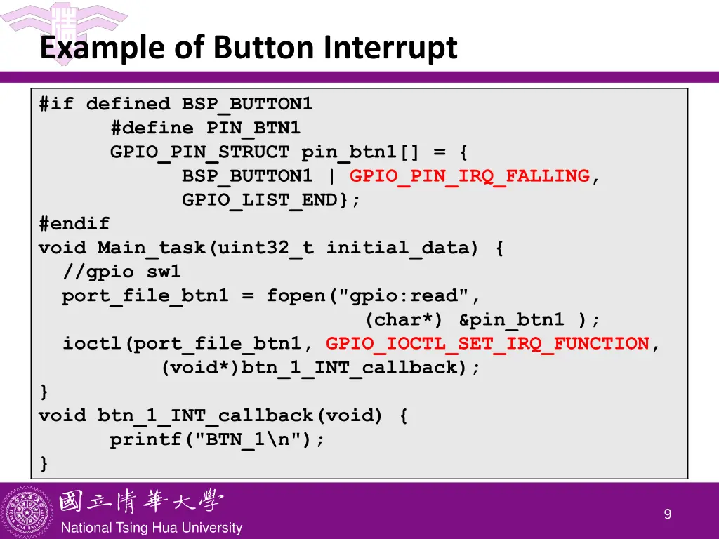 example of button interrupt