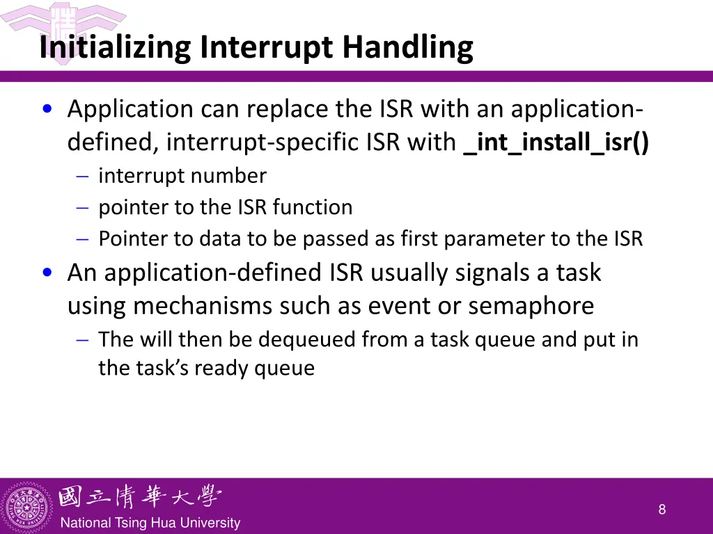 initializing interrupt handling