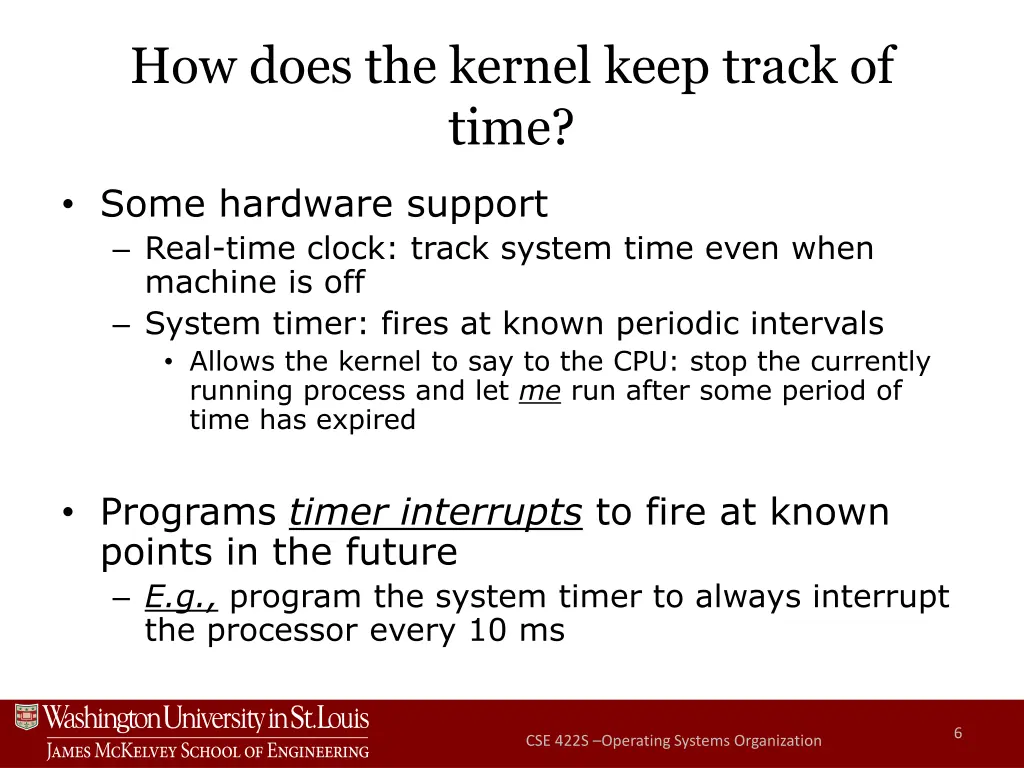 how does the kernel keep track of time