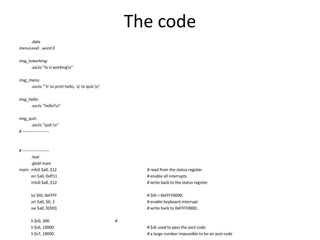 the code