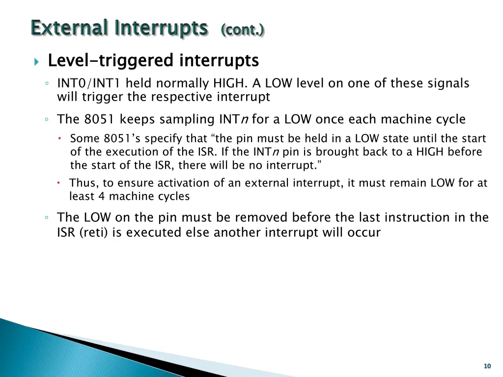 level int0 int1 held normally high a low level