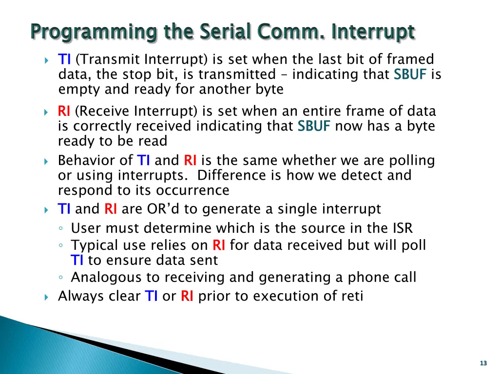 ti transmit interrupt is set when the last