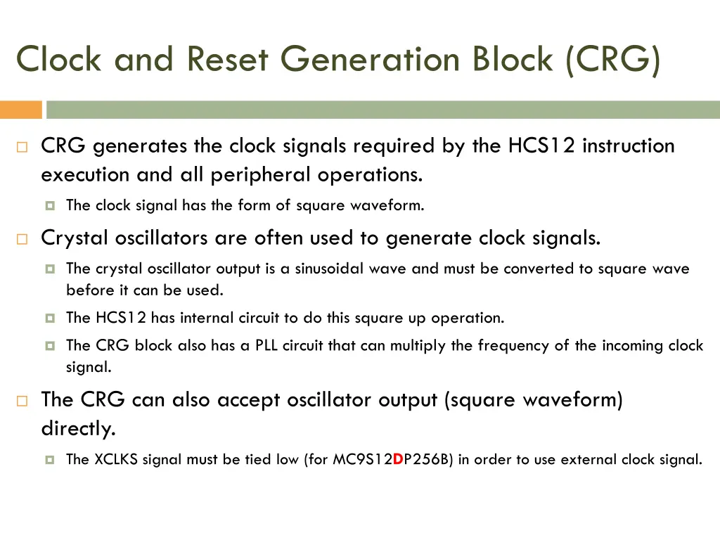 clock and reset generation block crg