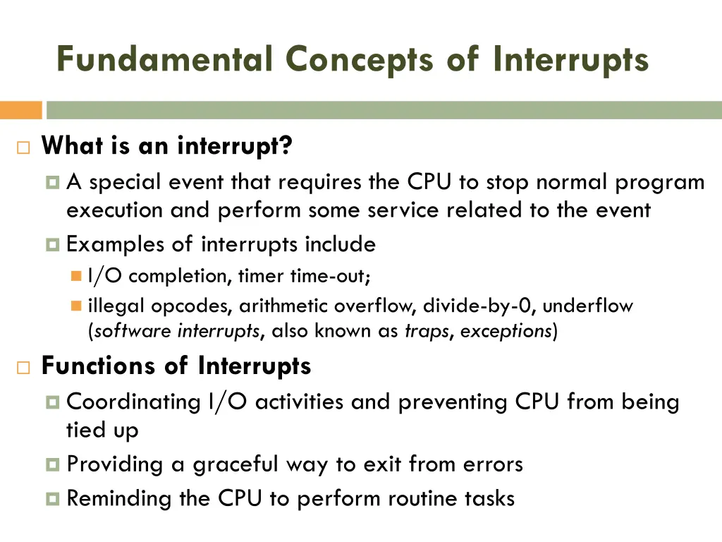 fundamental concepts of interrupts