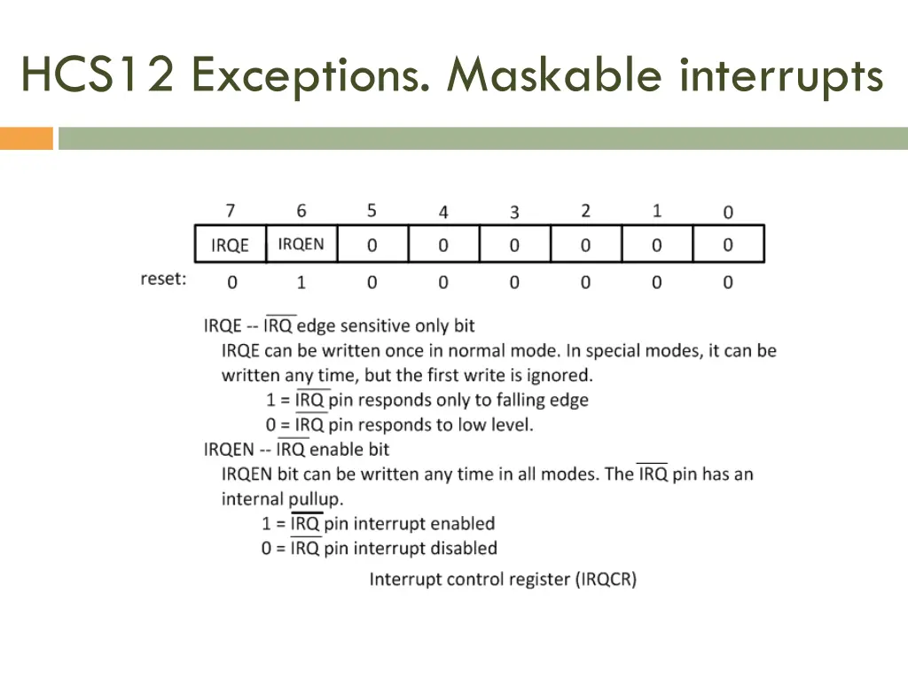 hcs12 exceptions maskable interrupts 3