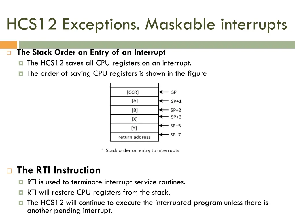 hcs12 exceptions maskable interrupts 5