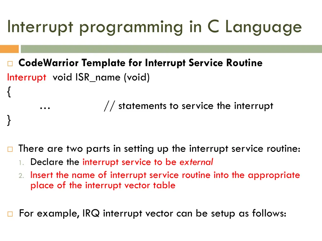 interrupt programming in c language