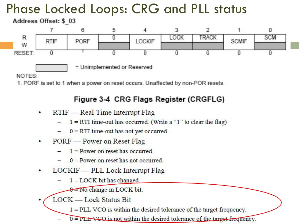 phase locked loops crg and pll status