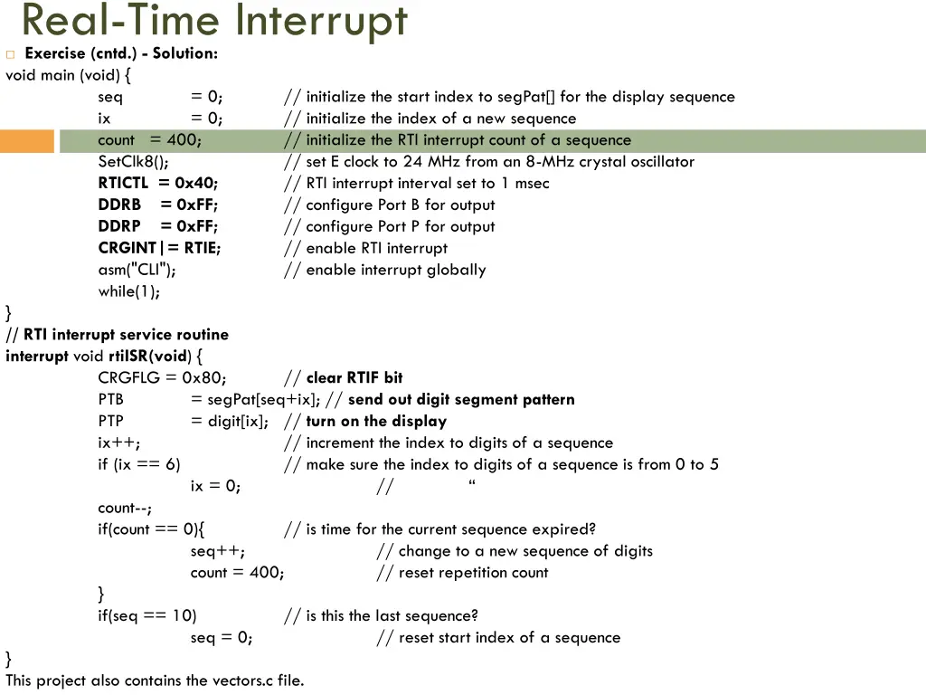 real time interrupt exercise cntd solution void