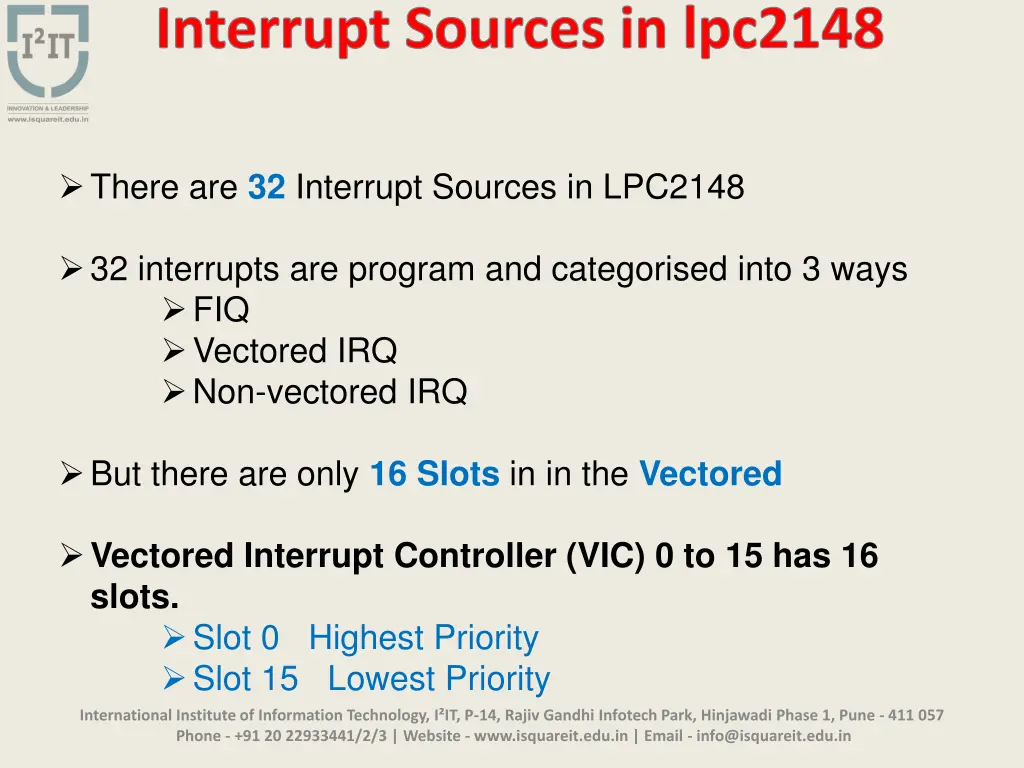 interrupt sources in lpc2148