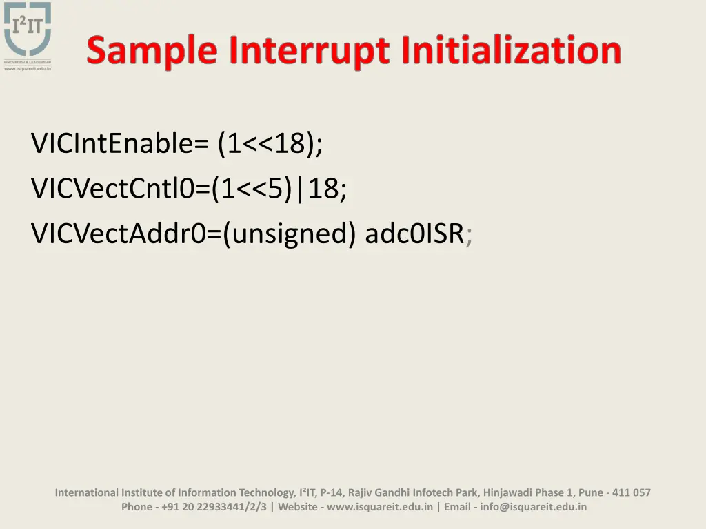 sample interrupt initialization