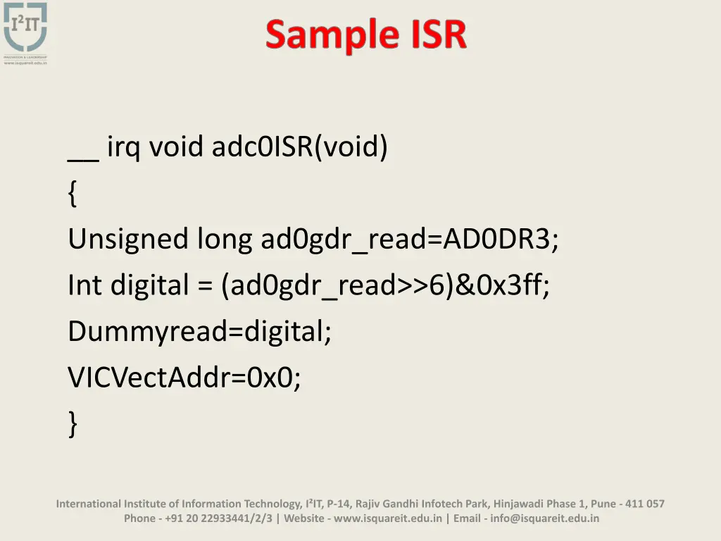 sample isr