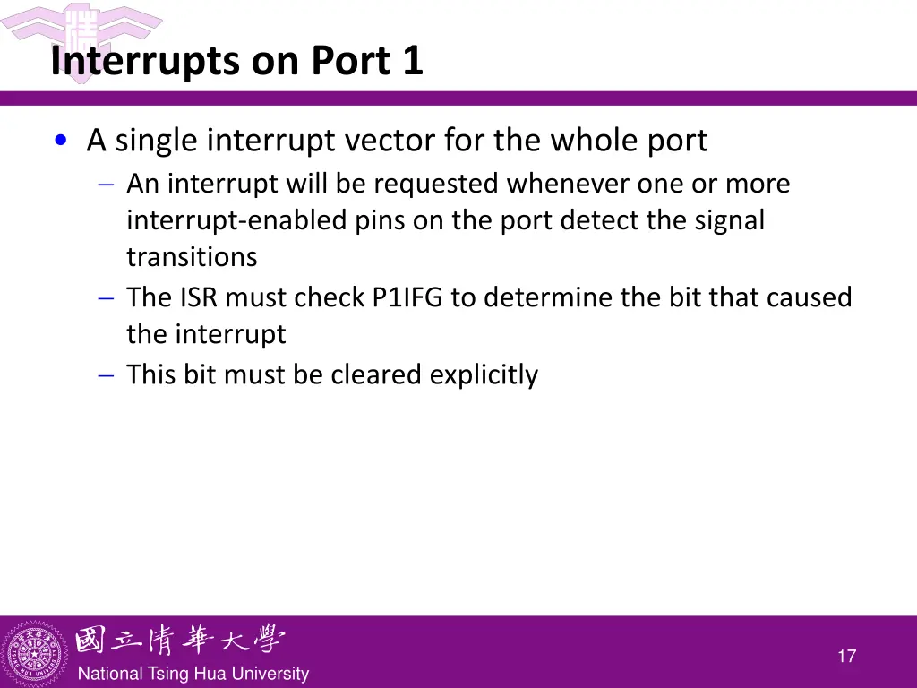 interrupts on port 1 1