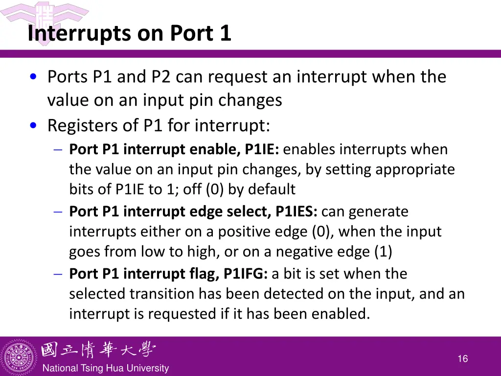 interrupts on port 1