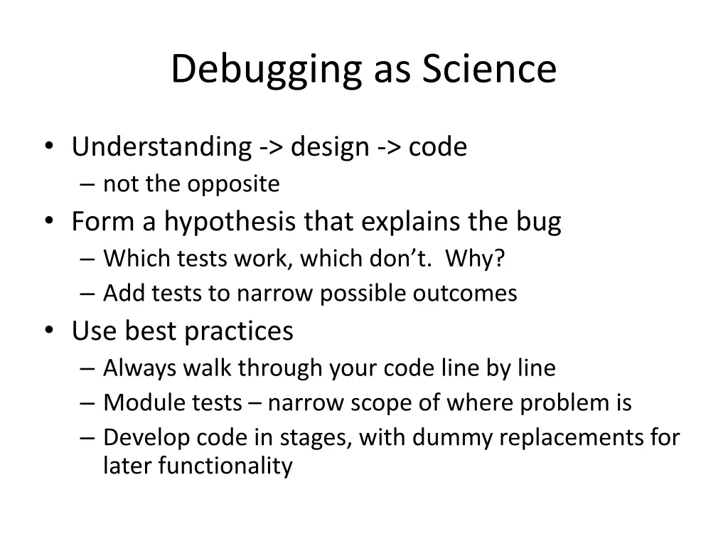 debugging as science