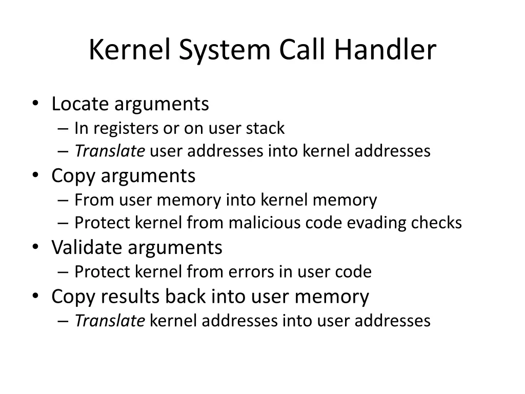 kernel system call handler