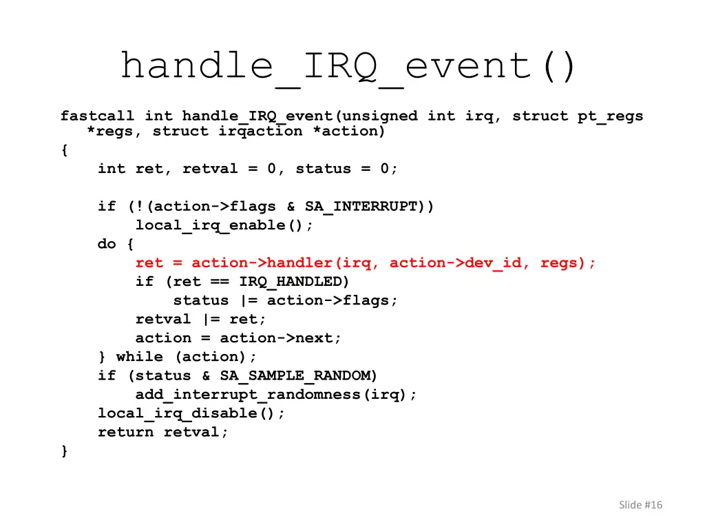 handle irq event