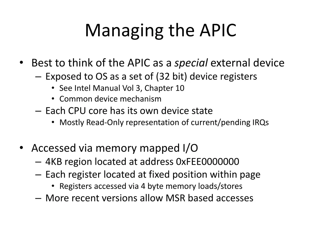 managing the apic