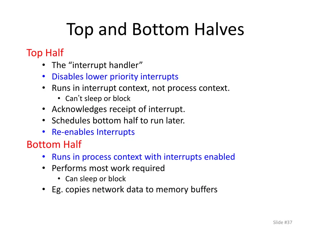 top and bottom halves