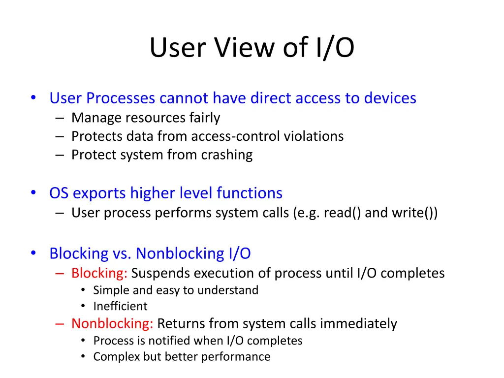 user view of i o