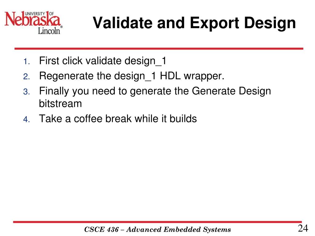 validate and export design