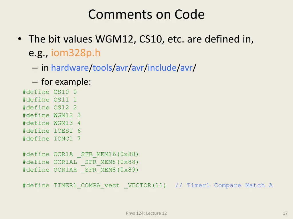 comments on code