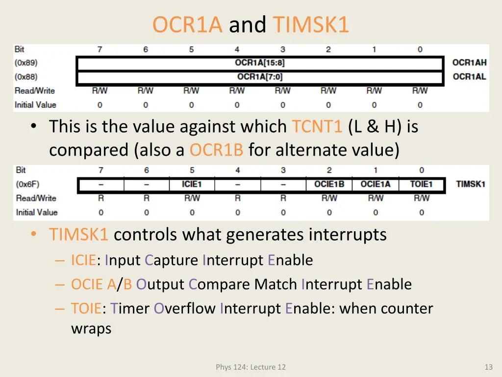 ocr1a and timsk1