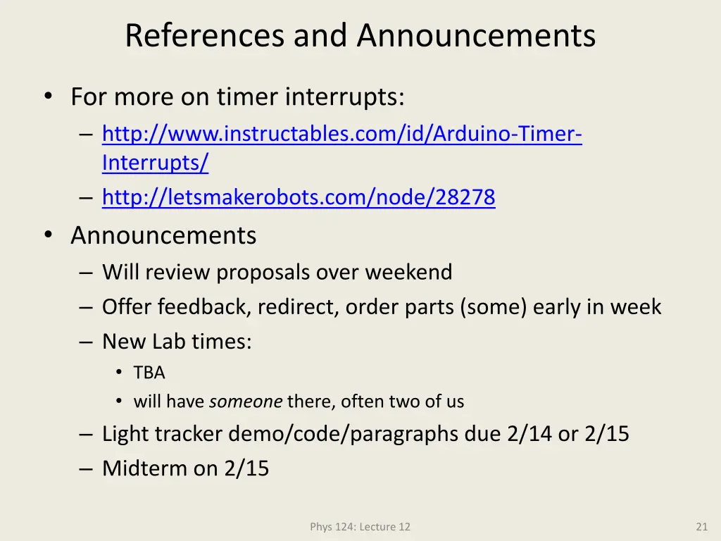 references and announcements