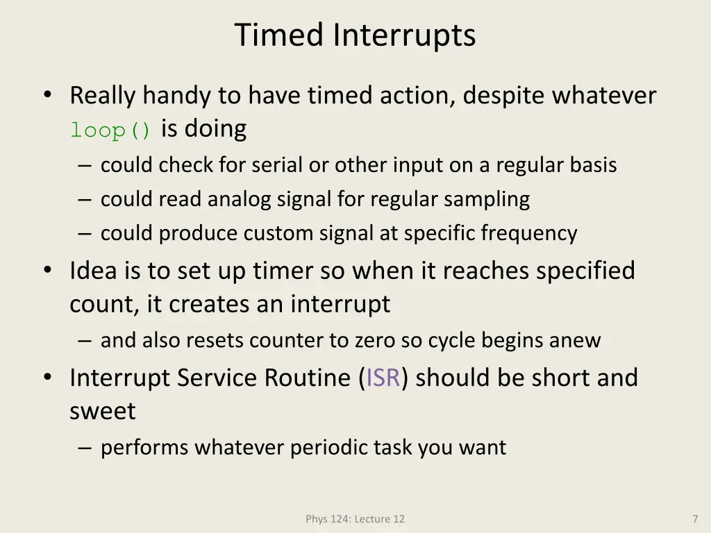 timed interrupts